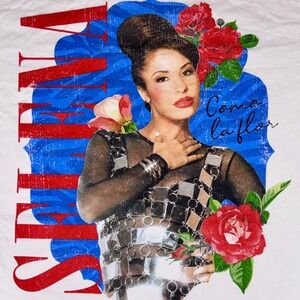 Selena Como La Flor Graphic T-Shirt Medium – Official Unisex Band‎ Tee White